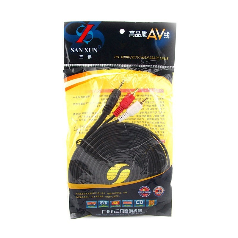 KABEL AUDIO TO RCA 2 GOLD PLATED 5M (1-2) - JACK 3.5 to 2 RCA  male 5 METER