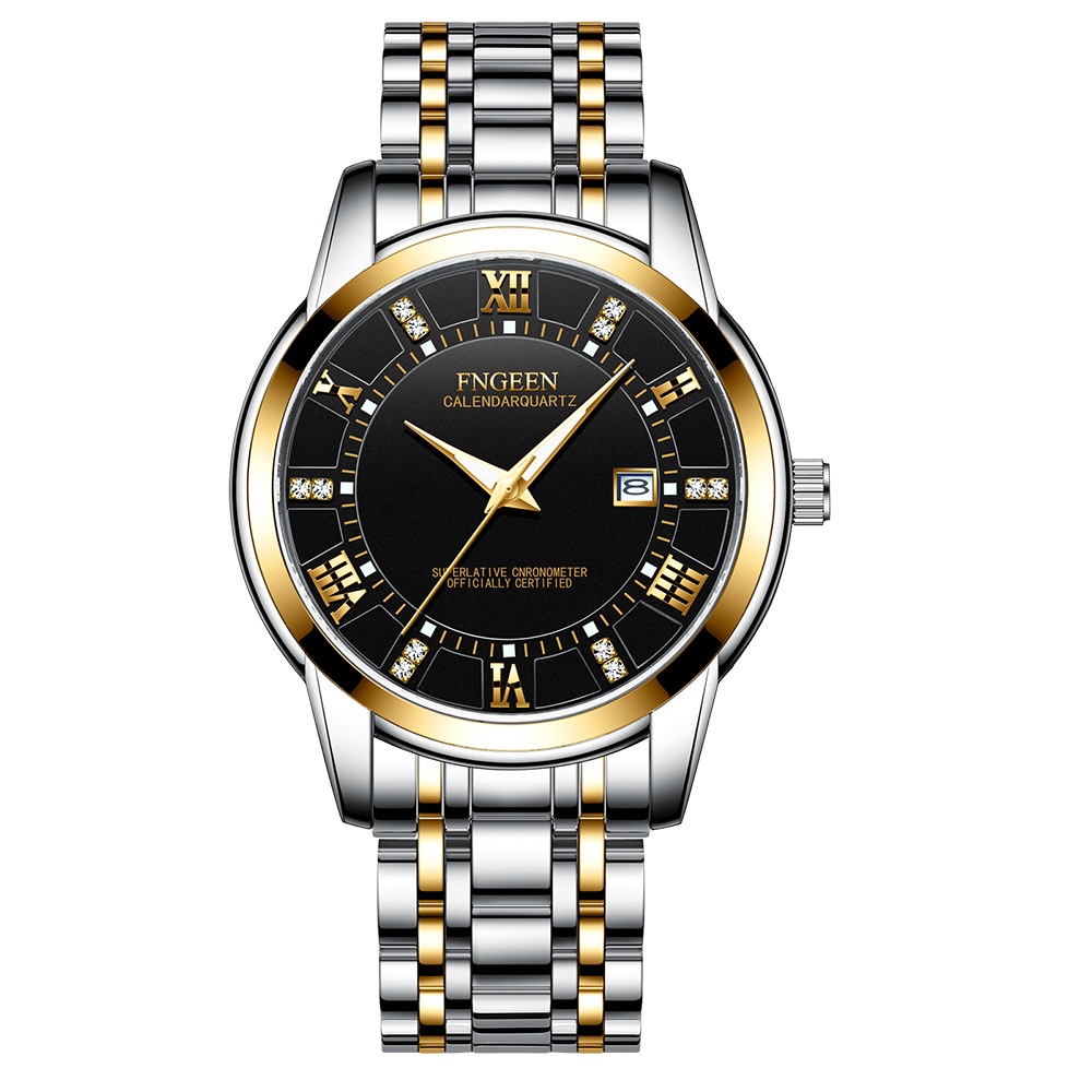 FNGEEN Jam tangan pria Luxury Stainless stell Quartz Watch Water Resistant ORIGINAL
