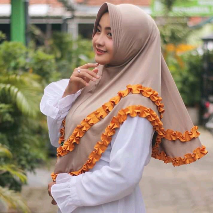 Jilbab Jersey Kombinasi Rempel