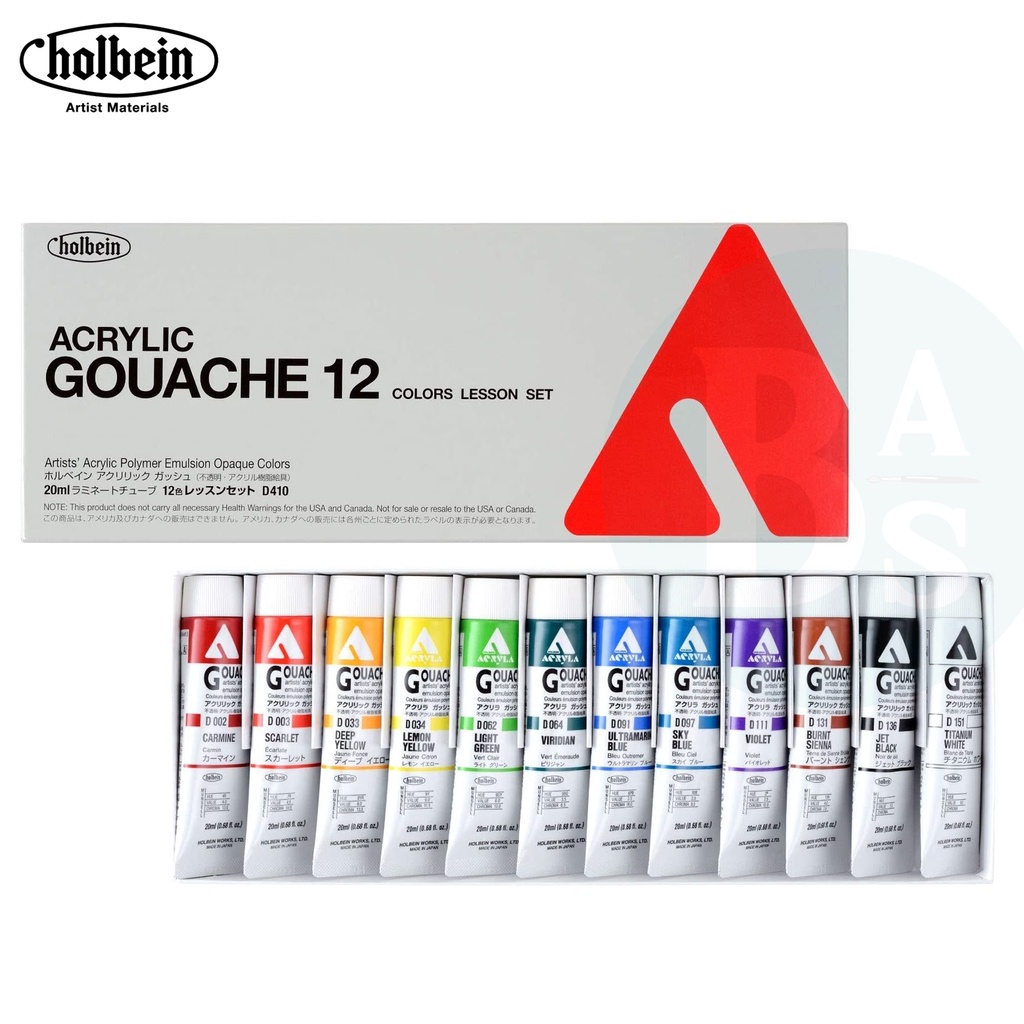 

Cat Poster Perlengkapan Melukis Alat Gambar Holbein Acryla Gouache - Lesson Set of 12 colors x 20ml - By Bali Art Supplies