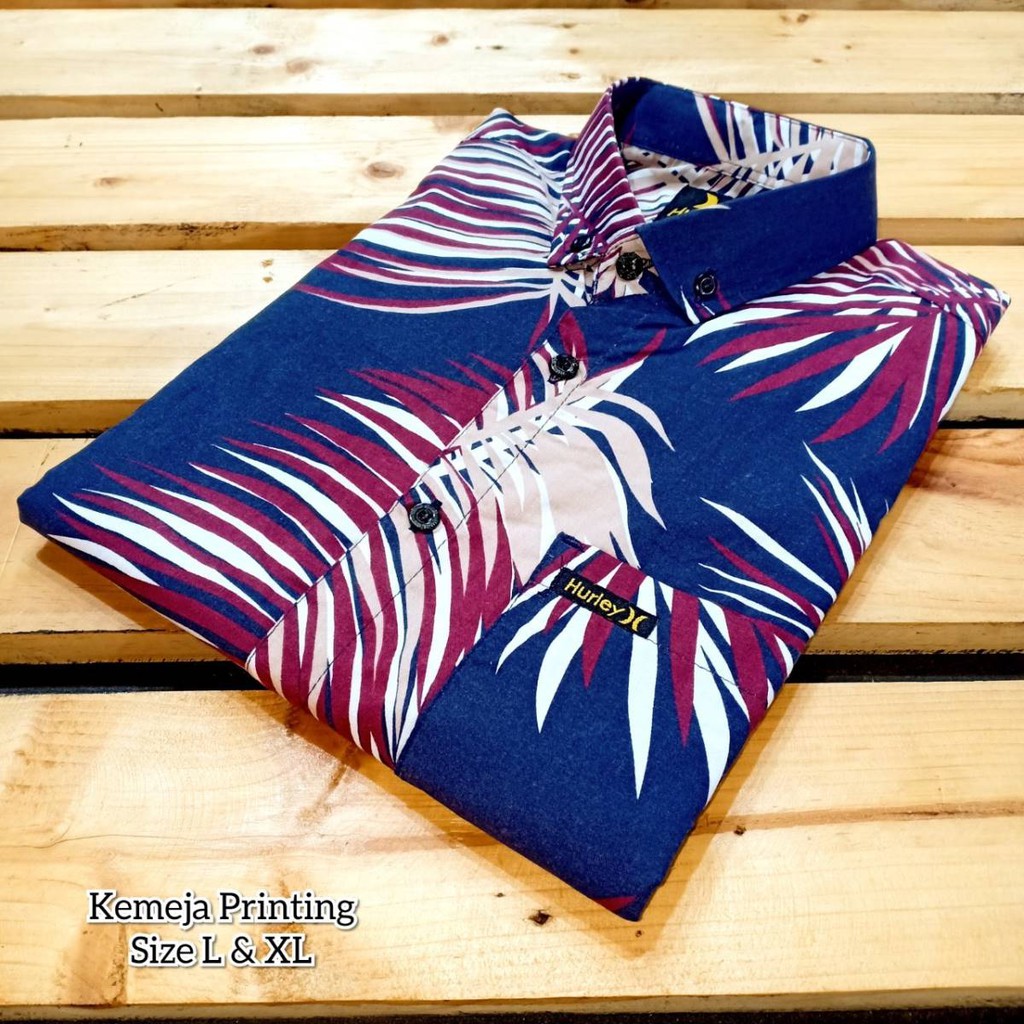 KEMEJA MOTIF BUNGA HURLEY LENGAN PENDEK