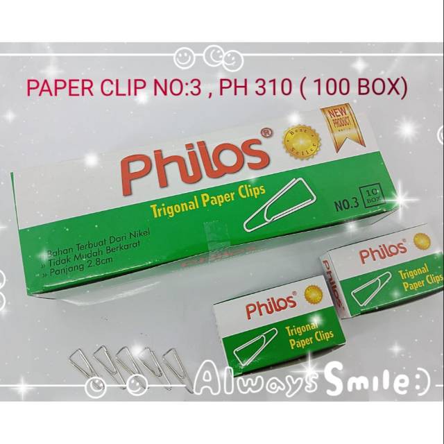 

Philos Paperclip No.3 / Paper Clip Segitiga / Penjepit / Klip Kertas