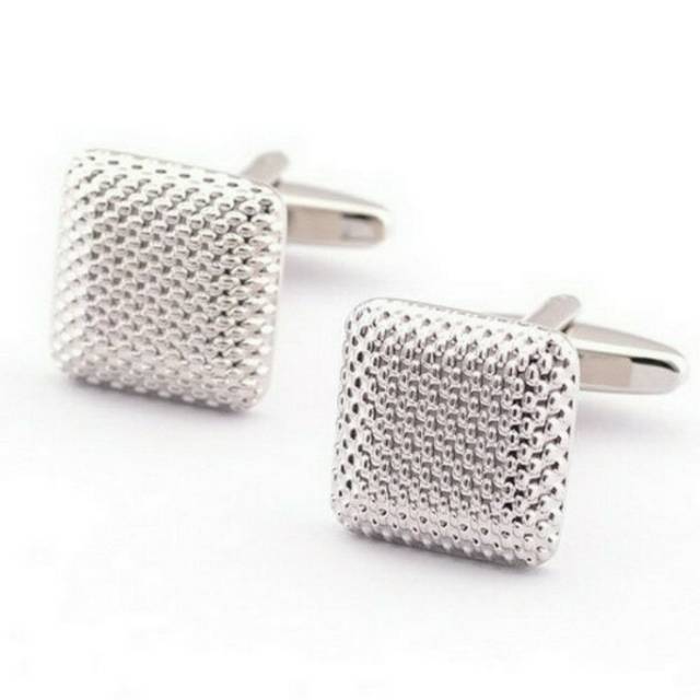 Silver Manset Cufflinks Kancing Kemeja Pria Manset Kado Suami Kado Pacar Kemeja Kantor Metal Cufflin