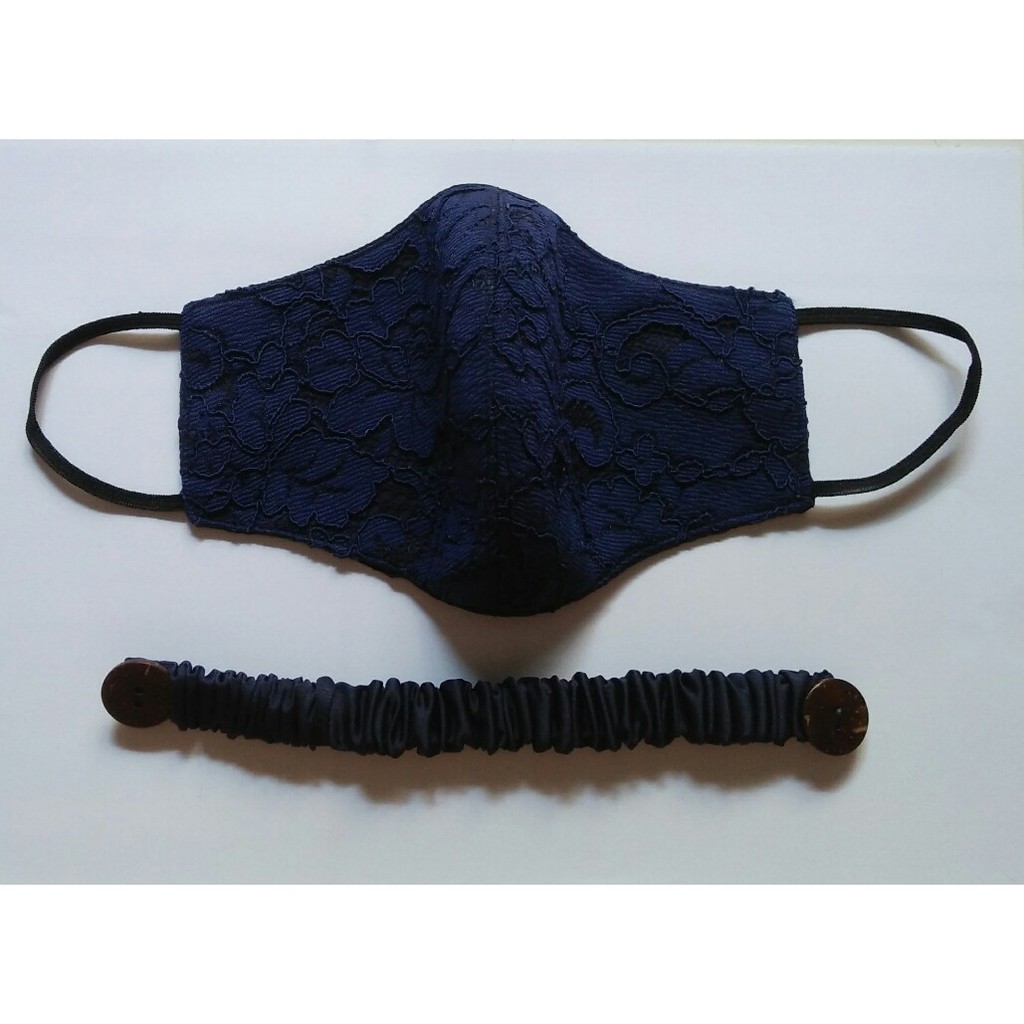 MASKER KAIN BROKAT WARNA BIRU DONGKER/NAVY