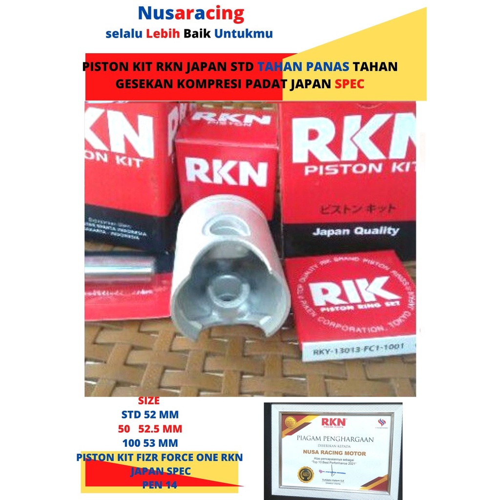 PISTON KIT YAMAHA FIZR STD 50 100 150 200 RKN JAPAN KUALITAS DIATAS FIM DAN NPR-150