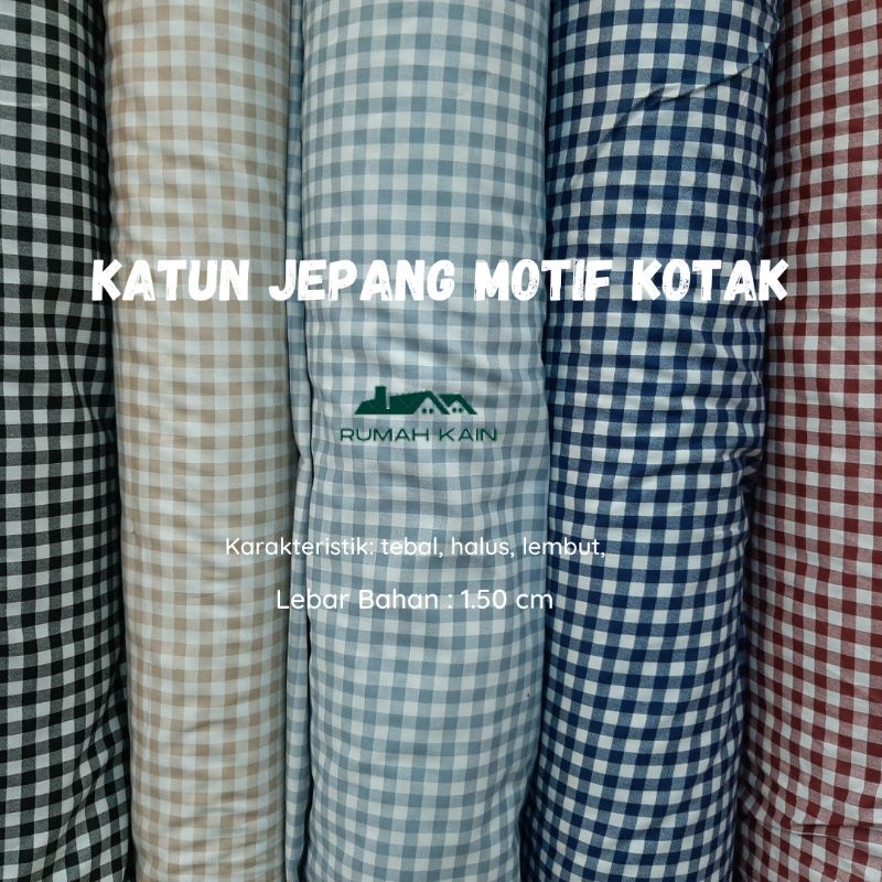 Katun Jepang Motif Kotak/ Katun Jepang/ Kain Katun Jepang/ Kain Katun