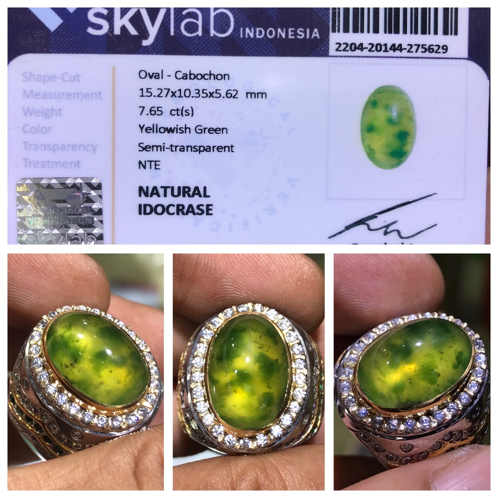 Natural 7.65ct Idocrase Lumut Aceh Crystal Cincin Perak HQ