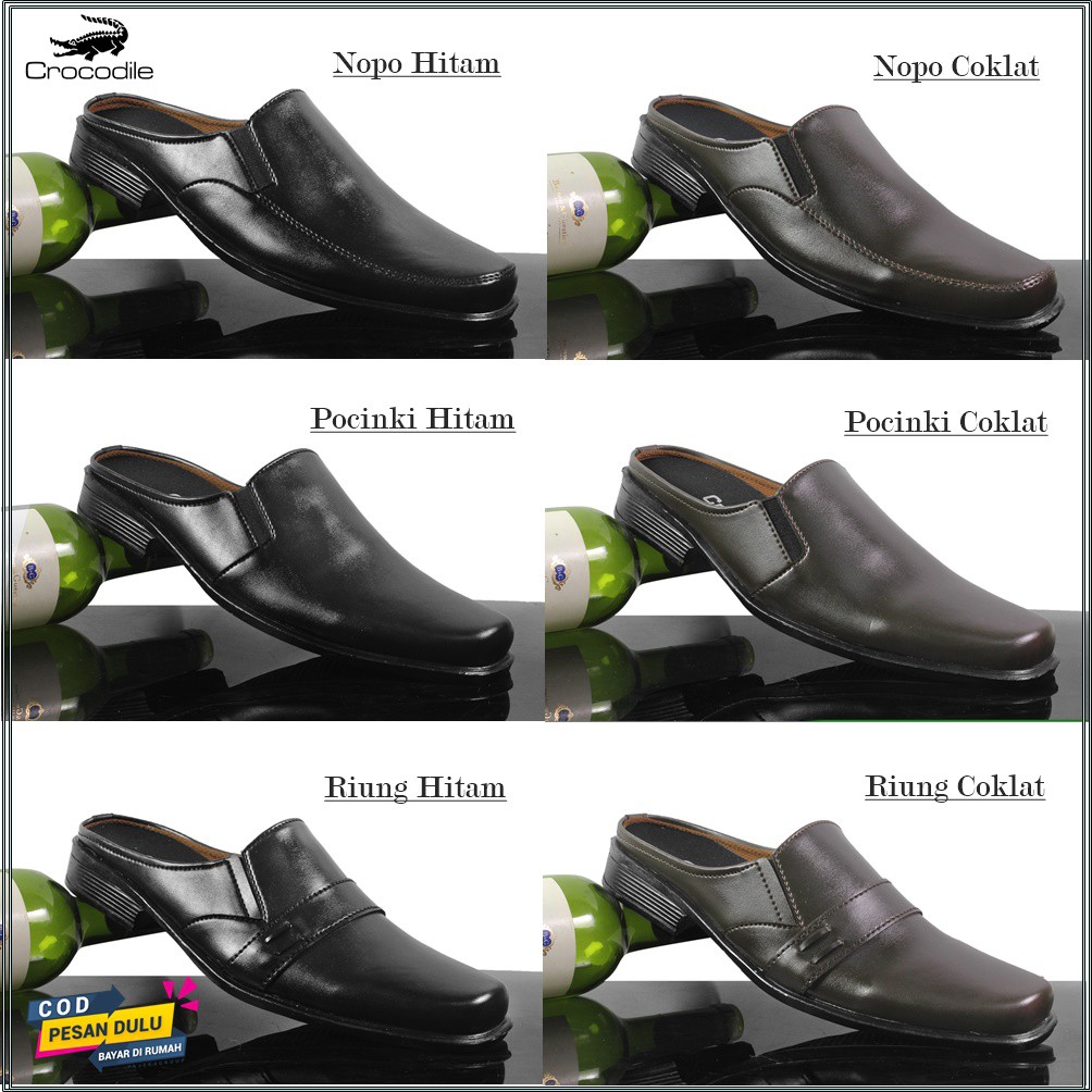 SM88 - Sepatu Pantofel Pria Crocodile Bustong Slop Formal Tanpa Tali Tutong Keren Kerja Santai Cowok