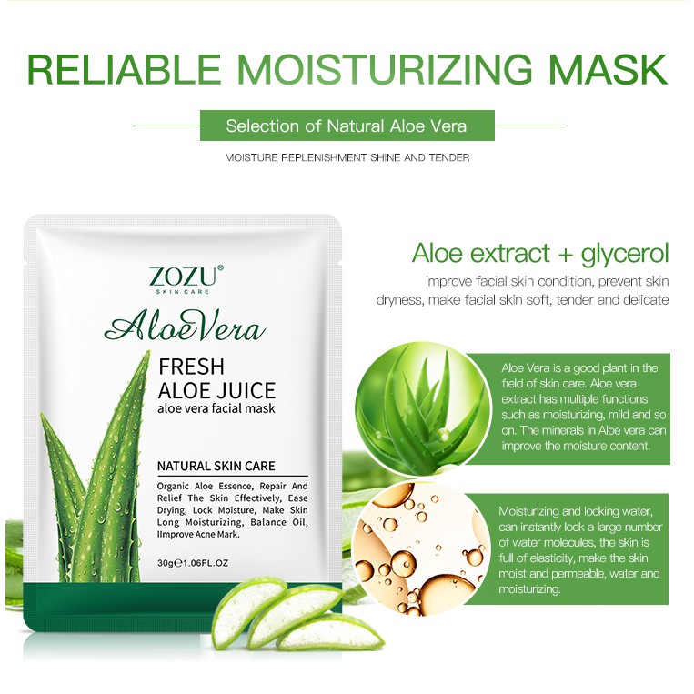 ZOZU Mask Sheet Honey Aloe Vera GIRLSNEED77 MASKER WAJAH ZOZU