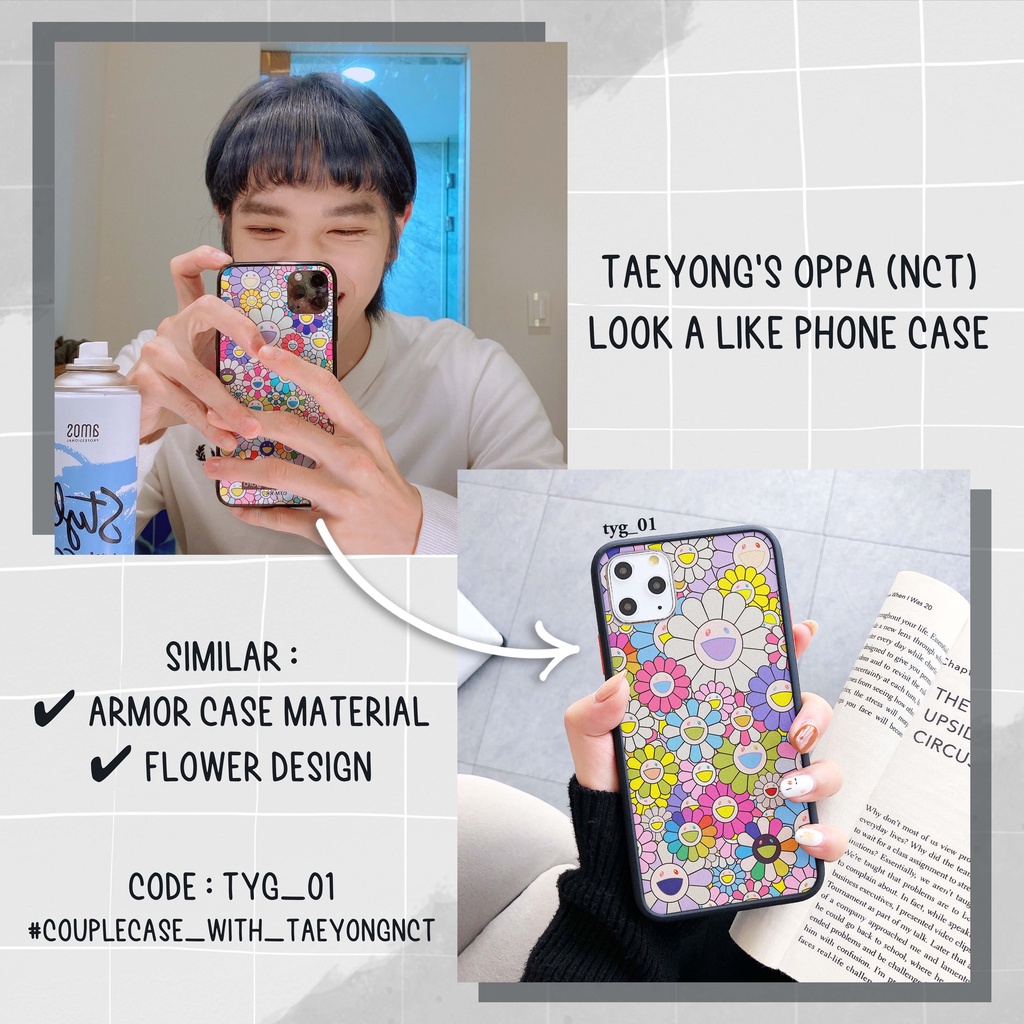 Custom Case Design Korean flower pattern / Couple Case With Taeyong NCT / Taeyong Oppa look a like P