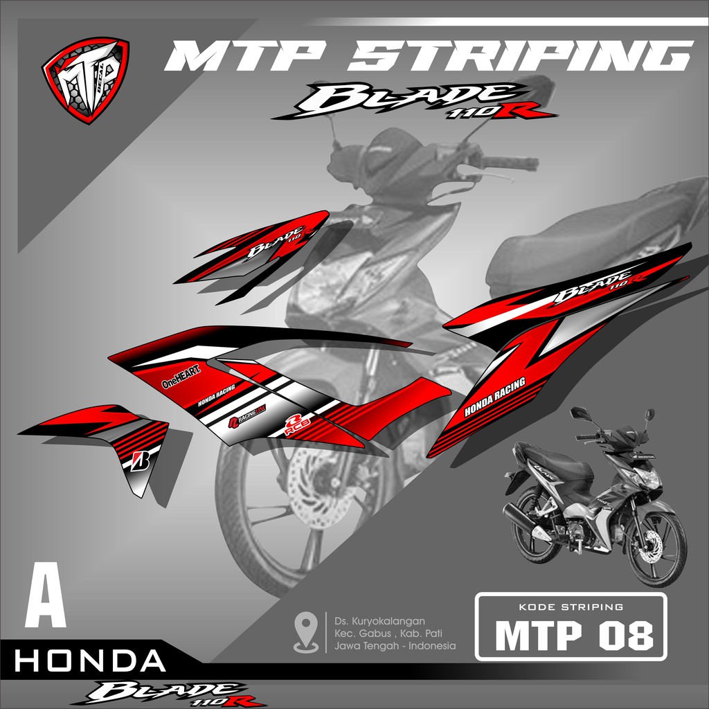 (COD) Sticker Striping Blade 110 Karbu- Stiker Variasi Lis Motor Honda Blade Desain Grafis Mtp 08