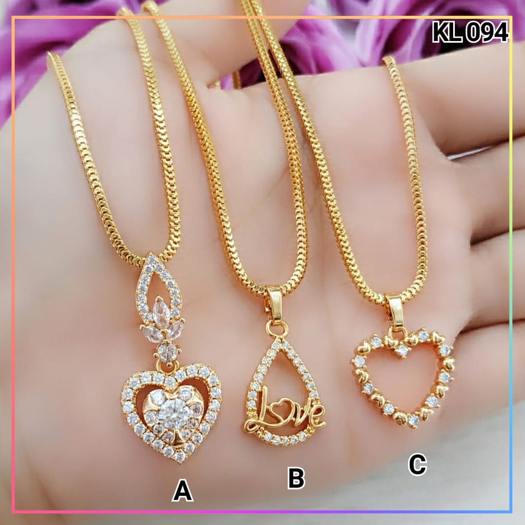 Kalung xuping kalung set liontin dewasa love permata rantai milano perhiasan wanita lapis emas gold KL 094