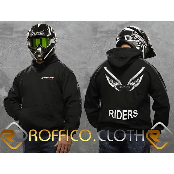 Jaket Hoodie Logo Honda PCX 150 Riders - Hitam - Roffico Cloth