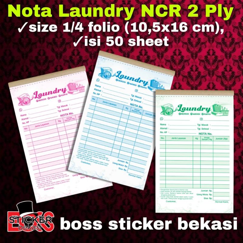 

NOTA LAUNDRY NCR 2 PLY /NOTA 1/4 FOLIO 2 PLY