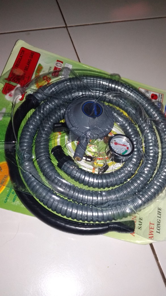 Paket Top Brand Selang Gas Miyako Rms.206.m Selongsong Besi + Regulator Meter Sni Garansi Resmi