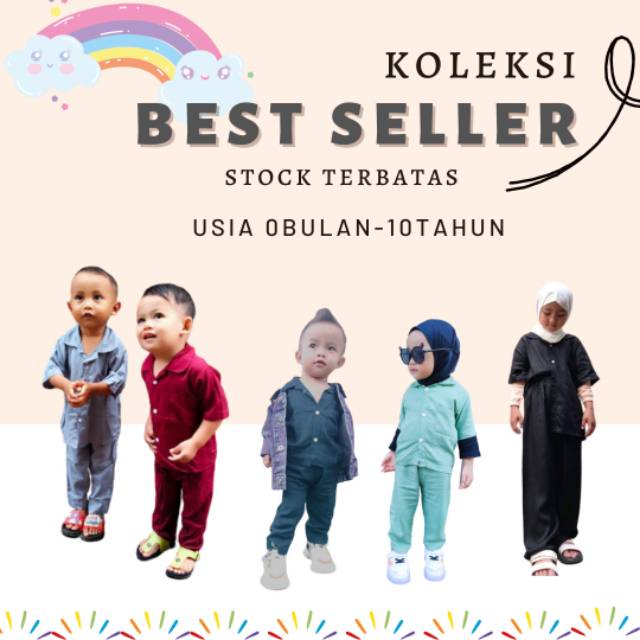 Setelan Piyama Rayon Celana Panjang usia 0 Bulan - 10 Tahun part 1