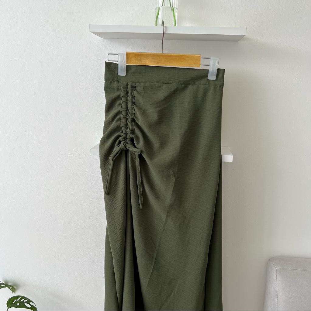Tamara Skirt - Rok Serut Casual Flowy - Midi Maxi Ruched Skirt - Rok Wanita Korean Look-Moss Green