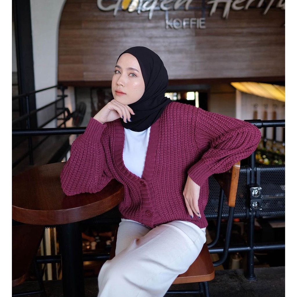 Cardigan rajut wanita korea crop tebal jumbo / Cardigan Rajut Nakara Premium / Kardigan sweater raju