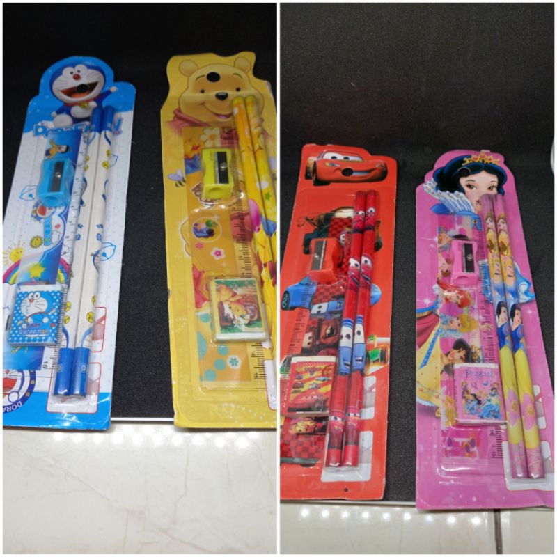

5 pcs Children Cartoon Kawai Stationary Gift Set Alat Tulis Lucu