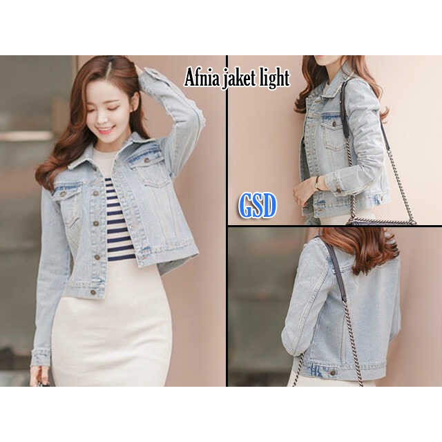 afnia jaket/jaket jeans cewek/jaket denim wanita/jaket denim washed ripped