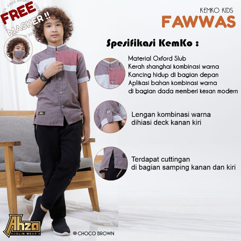 AHZA HEPPIN KEMKO FAWWAS KEMEJA KOKO ANAK FASHION MUSLIM ANAK HEM ANAK LAKI-LAKI BAJU ANAK MURAH
