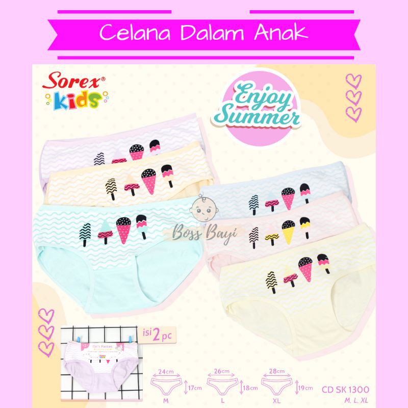 Sorex Kids CD Celana Dalam Anak Perempuan / Girl's Panties satuan per 1pc M,L,XL