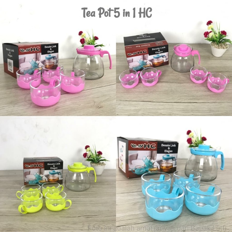 Teapot Set Gelas Mini Imut Teh dan Kopi tea pot 4 Gelas 1 Teko Cantik Tahan Panas HC