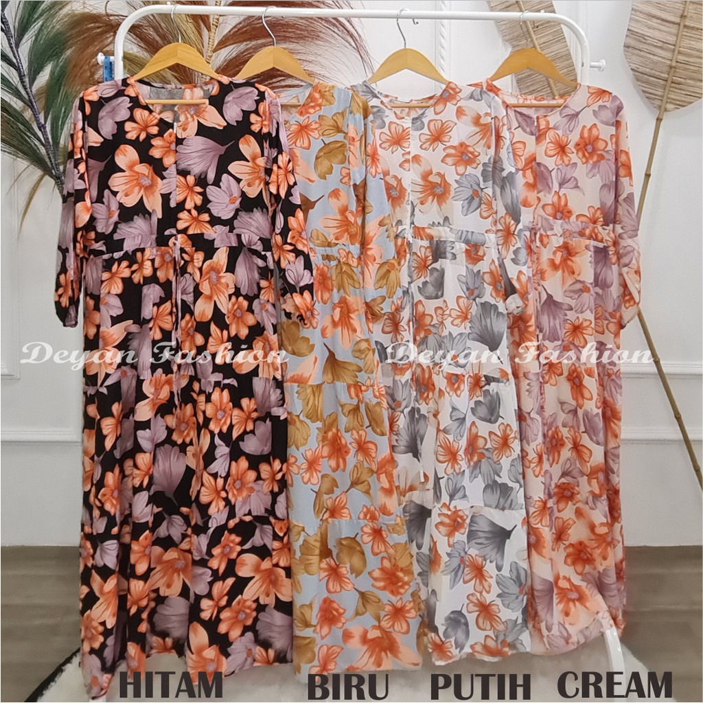 DEYAN - Rossida dress // gamis katun rayon motif-4