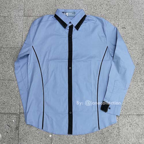 [ FOTO ASLI JANE COLLECTION ] Kemeja Casual Formal Kerja Pria M L XL list garis polos Roger alonzo