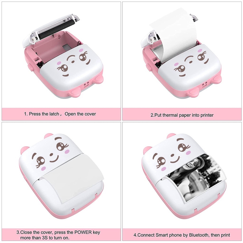 Printer Mini Portable Photo Cartoon Thermal Print Camera Bluetooth Wireless / Mini Printer / Printer Bluetooth