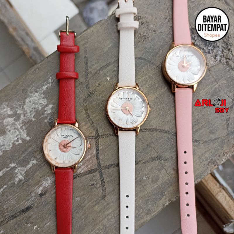 JAM TANGAN WANITA OLIVIA BURTON BEE BUNGA LEATHER