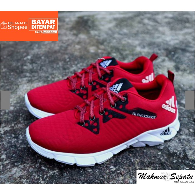 Sepatu Outdoor Running Pria Adidas Alphabounce Red - Sepatu Sneakers Olahraga Jogging Gym Fitness