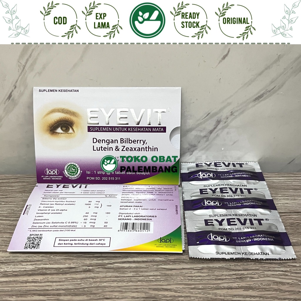 EYEVIT 1 STRIP 6TABLET SUPLEMEN UNTUK KESEHATAN MATA EYE VIT vitamin mata LUTEIN BILBERRY BILLBERRY 