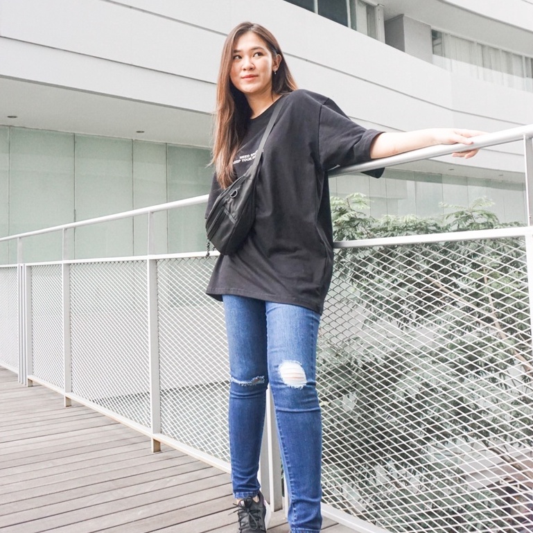 Kaos jumbo wanita pria warna hitam couple imlek