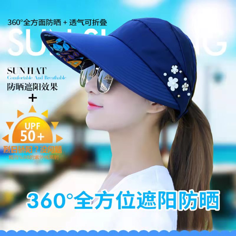 (Hello Girl)MZ08 Topi Pantai Visor Cap Lipat Wanita Casual Import