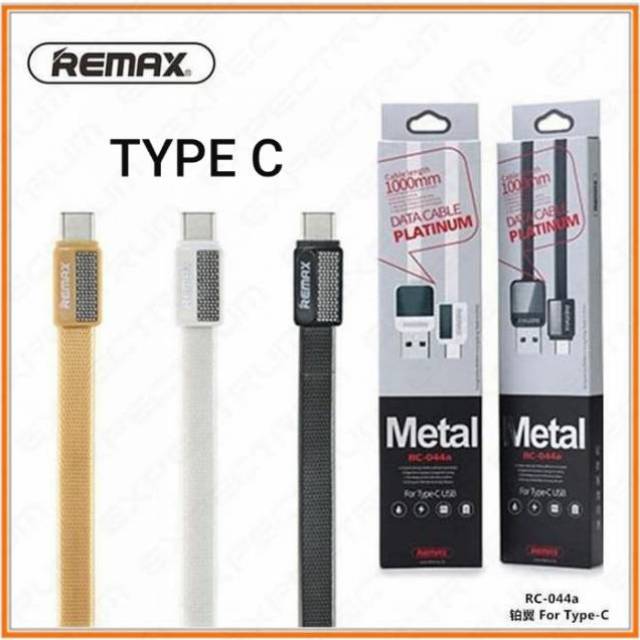 Kabel Remax TYPE C, RC-044a Metal Data Cable Platinum Fast Charging