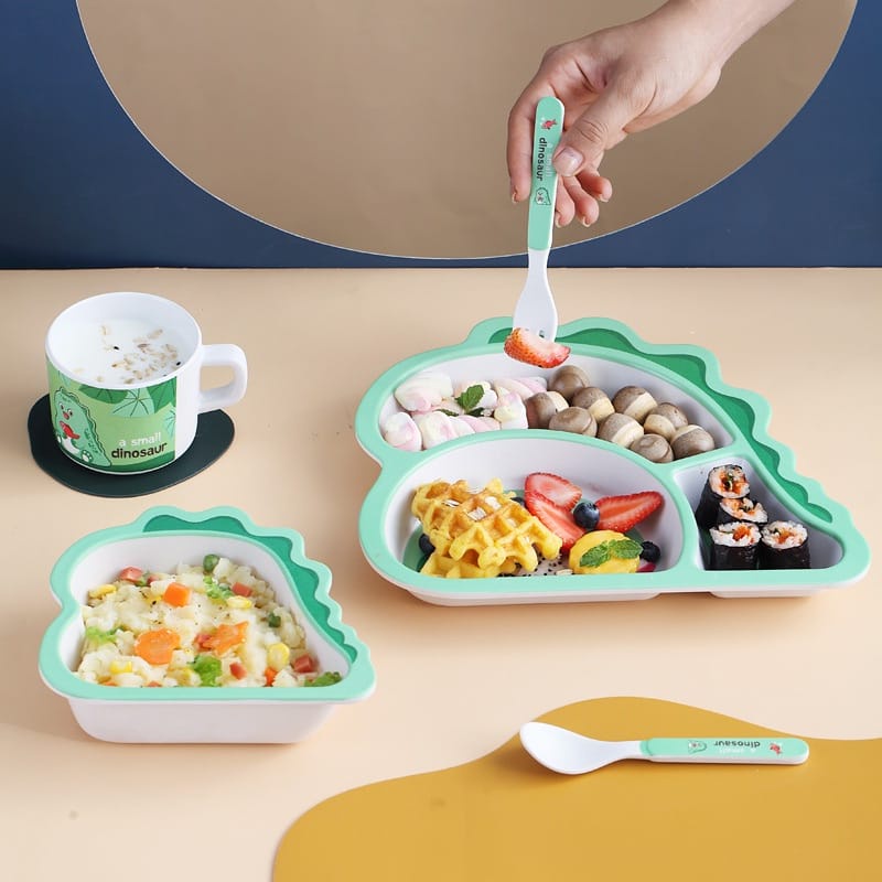 Alat Makan Anak Bamboo Fiber Karakter Food Grade BPA FREE / Bamboo Kids Set 5 in 1 Peralatan Makan Anak