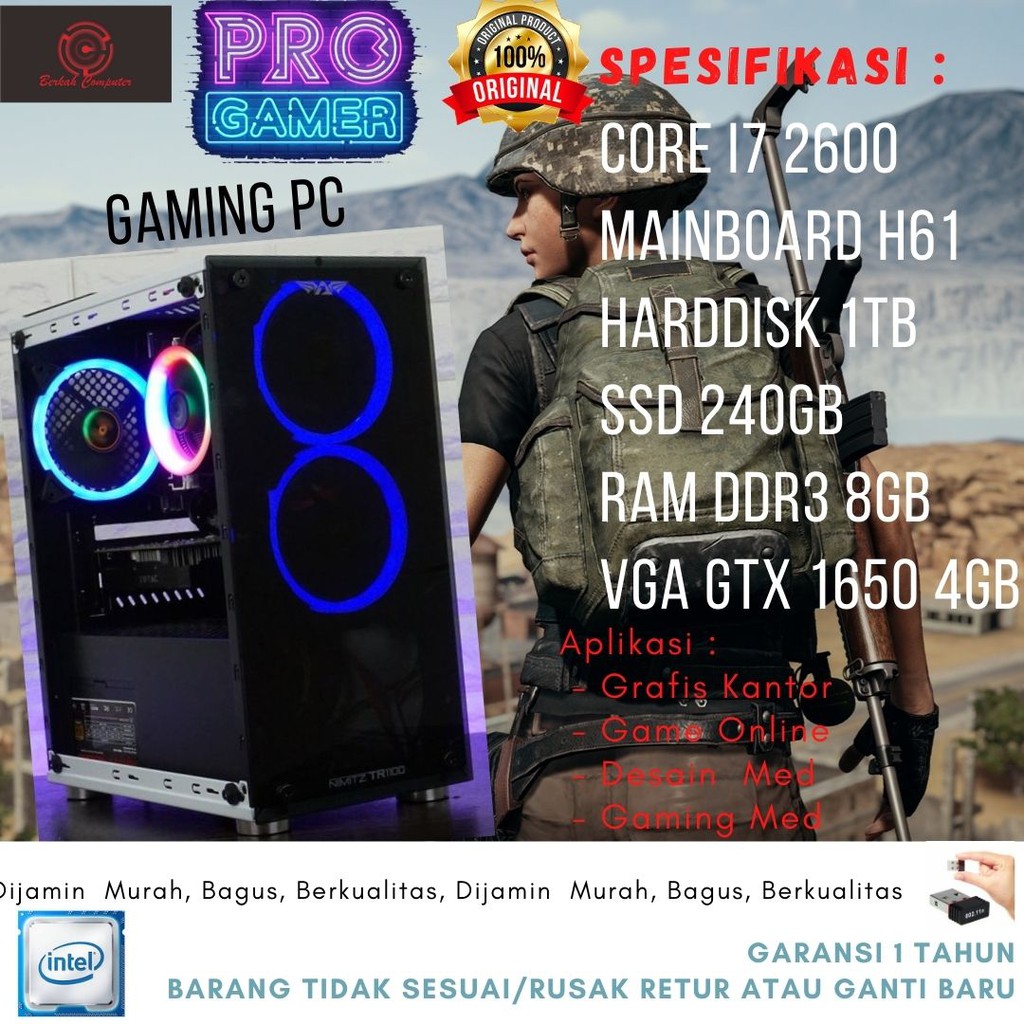 Jual Pc Gaming Core I Komputer Cpu Vga Gtx Gb Ssd E