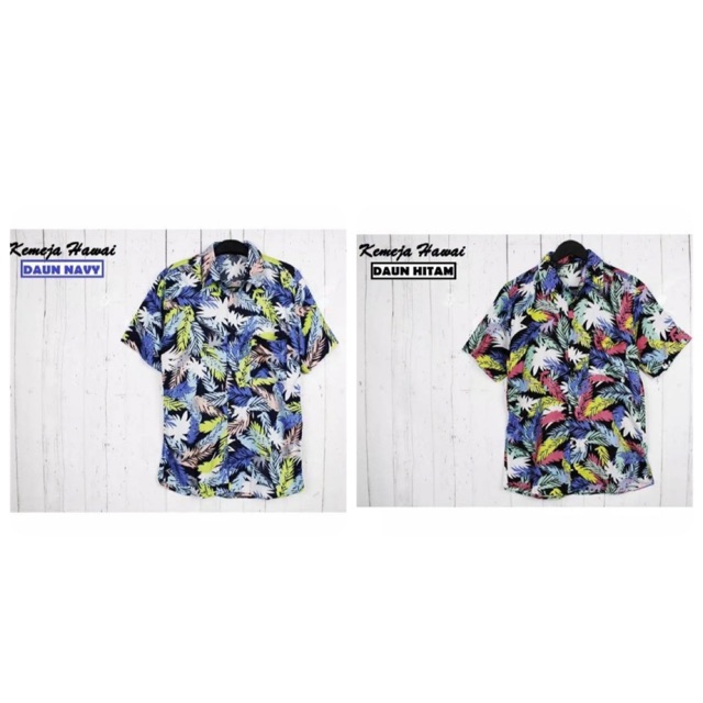 Kemeja pastel hawai wanita / pria slim fit baju pantai santai daun pastel bali keren unisex cewek