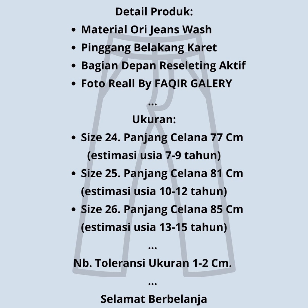 Celana Jeans Anak Perempuan Celana Jeans Anak Usia 7-15 Tahun