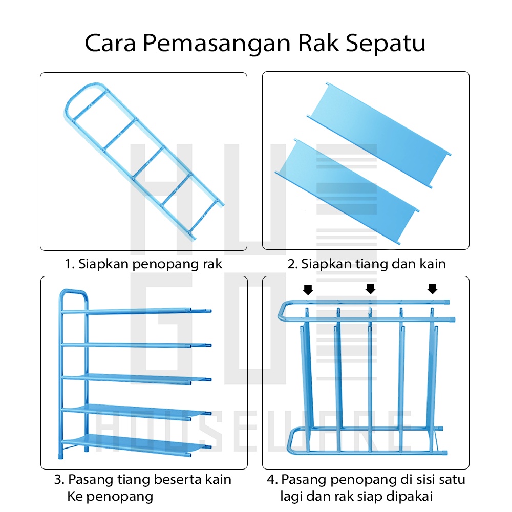 HUGO Tempat Sepatu Rak Sepatu Sandal Multifungsi Bahan Plastik &amp; Besi