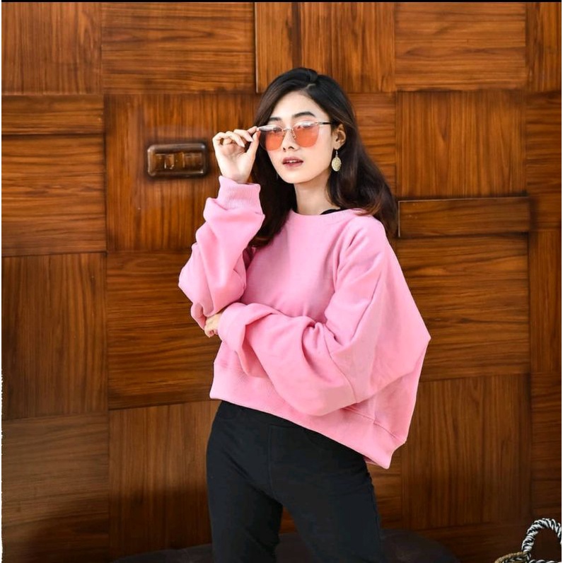 PF - Oversize Crop Sweater - Sweater Wanita Kekinian