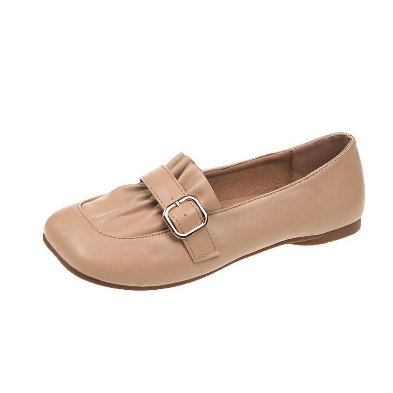 BJS8210 - KHAKI - Sepatu Slip On Comfy Wanita SEPATU WANITA MODEL KERUT FLAT SEPATU KERJA FASHION IMPORT TERMURAH TERLARIS TERBARU BAGSTORE JAKARTA JSS8210