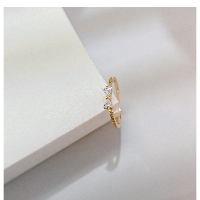 Korean Butterfly Diamond Knot Opening Adjustable Ring Female Exquisite Ins Simple and Sweet Zircon Ring Female Fashion Jewelry Accessory Gift