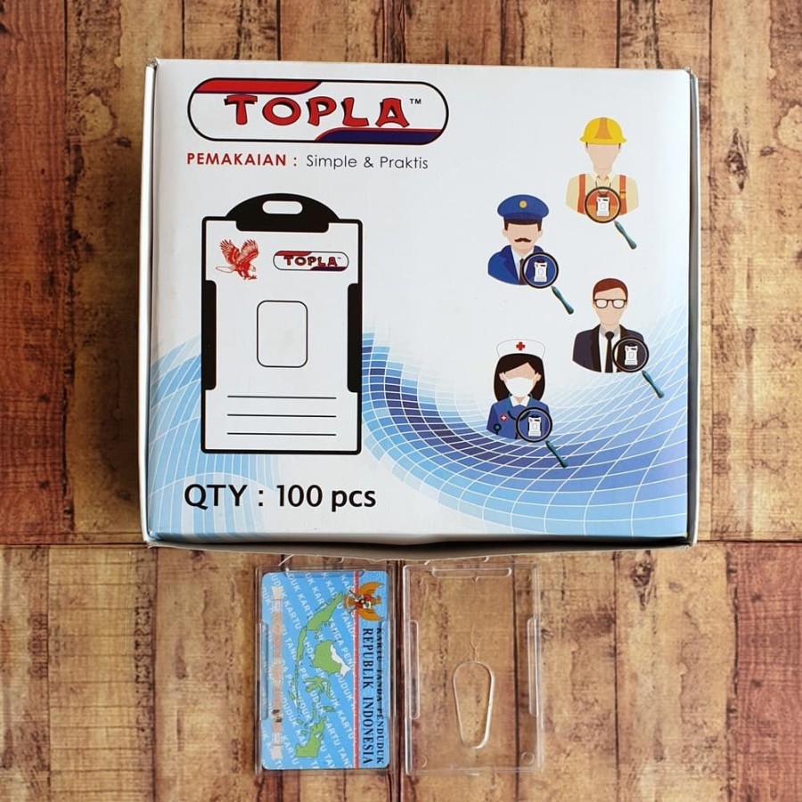

100 Pcs Tempat Id Card Akrilik Merk Topla - ID Card Holder Acrylic Top