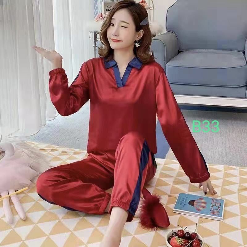 Piyama Import Satin / Setelan Tidur Satin Celana Panjang  / Piyama Satin Celana Panjang/ Piyama Satin Murah C09-A2