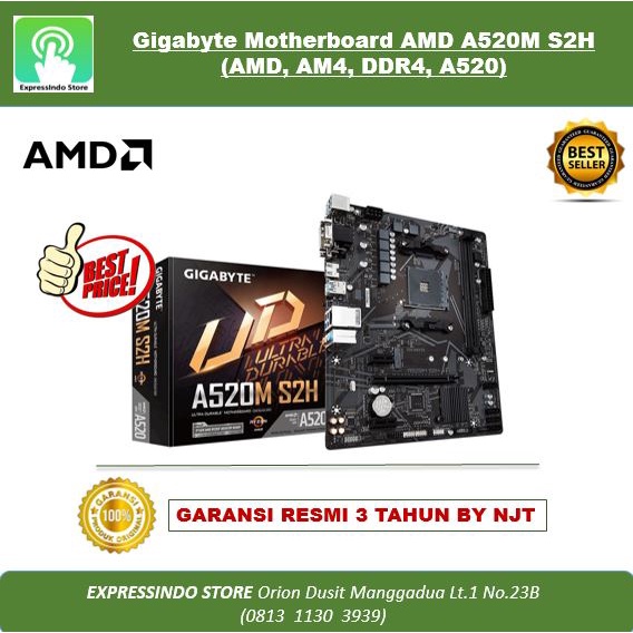 Gigabyte Motherboard AMD A520M S2H (AMD, AM4, DDR4, A520)