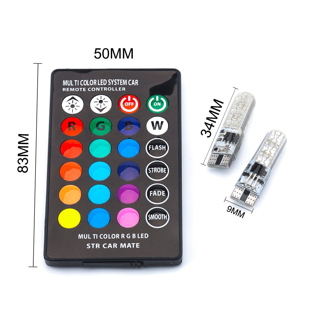 Lampu LED T10 Remot RGB Lampu Senja W5W T10 SMD 5050 RGB 6 Mata 1 Set