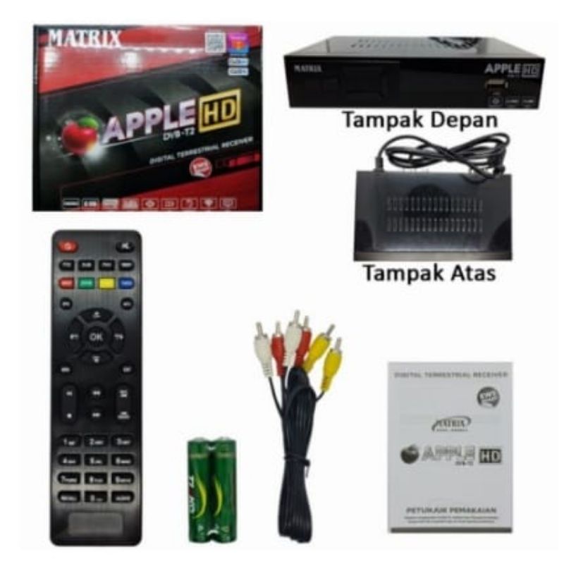 STB MATRIX APPLE MERAH SET TOP BOX DVB T2 HD Merah  TV Digital UHF Antena Garansi