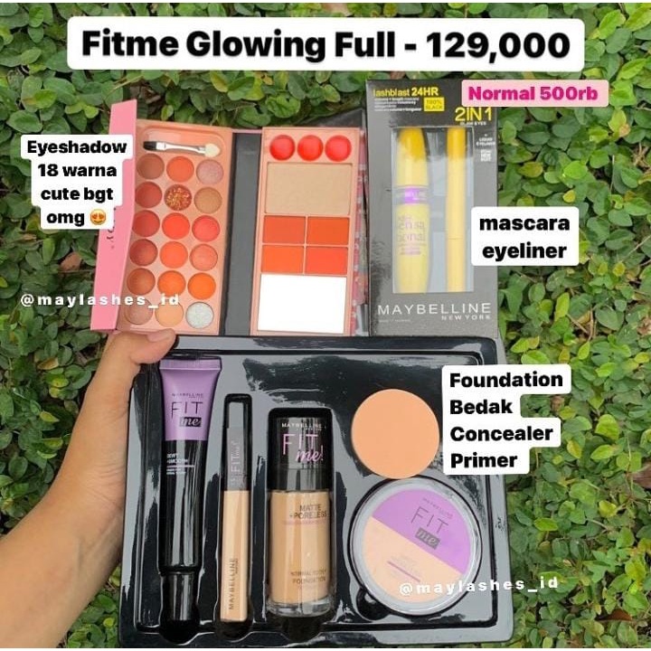 Maybelline Paket Seserahan Bedak Maybeline Foundation Concealer Primer Eyshadow Mascara Eyeliner Pak